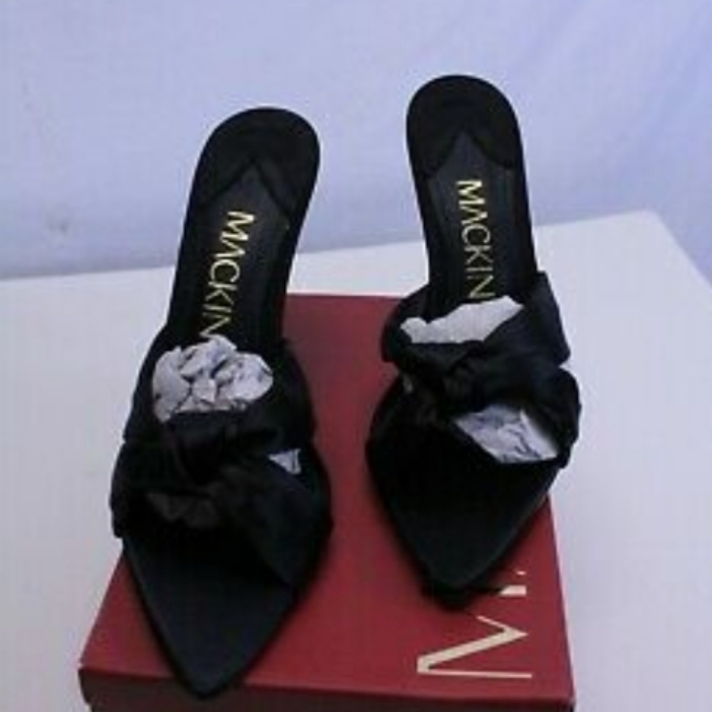 NIB Black satin heels (runs small (1.5-2" difference pls read) - Picture 4 of 4
